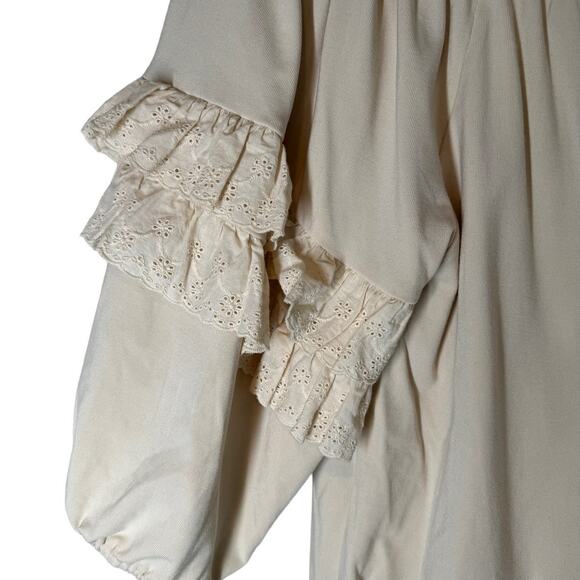 Evereve Cory Knit Ruffle Off the Shoulder‎ Top Cream Small - Picture 5 of 9